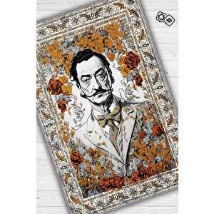 Salvador Dali ,modern Çiçek Desenli Art Deco Vintage Halı,çok Renkli Maksimalist Halı 100x150 cm