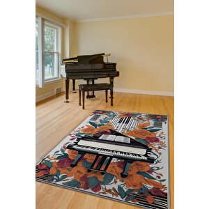 Homshtag Art Deco Piyano Halısı,piyano Önü Halısı Çiçekli Müzik Halısı,çocuklara Piyanoyu Sevdiren Halı,sanat Halısı