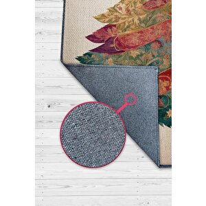 Homshtag Yeni Yıl Temalı Halı Krem Renkli Yeni Yıl Parti Halısı Minimal Yılbaşı Temal Halı