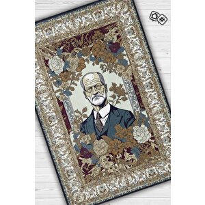 Homshtag Freud ,modern Çiçek Desenli Art Deco Vintage Halı,çok Renkli Maksimalist Halı