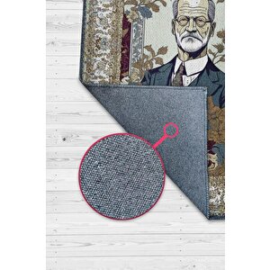Homshtag Freud ,modern Çiçek Desenli Art Deco Vintage Halı,çok Renkli Maksimalist Halı