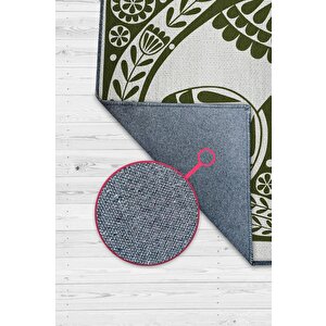 Homshtag Çinili Kedi,yeşil Renkli Kedi Desenli Modern,dokuma Taban Yıkanabilir Bej Kedi Sever Halısı