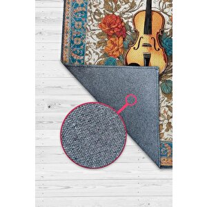Homshtag Art Deco Keman Halısı,çiçekli Müzik Halısı,moden Yorumlu Vintage Salon Halısı,müzik Sınıfı Dekor Halısı