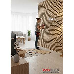 Wi̇nflex Mi̇ni̇ Eko Akusti̇k Ahşap Panel  Safi̇r Meşe - 60x60cm