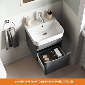 Piccolo 2.0 Alt Dolap  48 Cm. Antrasit Gri Parlak-lavabo Dahil