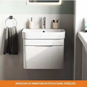 Aqua Bagno Piccolo 2.0 Alt Dolap 57 Cm. Parlak Beyaz -lavabo Dahil