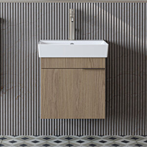Roomart Likya Ayaksız Tek Kapaklı Lavabolu 49 Cm Banyo Dolabı Alt, Mini Lavabolu Alt Banyo Dolabı Klimt