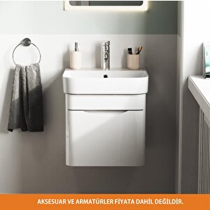 Aqua Bagno Piccolo 2.0 Alt Dolap  48 Cm. Parlak Beyaz -lavabo Dahil
