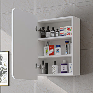Likya Kulpsuz Tek Kapaklı Aynalı Mdflam 45 Cm Aynalı Banyo Üst Dolabı Beyaz