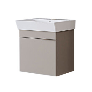 Roomart Likya Ayaksız Tek Kapaklı Lavabolu 49 Cm Banyo Dolabı Alt, Mini Lavabolu Alt Banyo Dolabı Kumtaşi