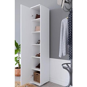 6 Bölmeli Tek Kapaklı Çok Amaçlı Dolap - Beyaz