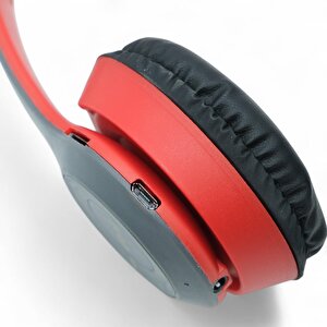Viges P47 Wireless Bluetooth Kulak Üstü Kulaklık Siyah-kırmızı