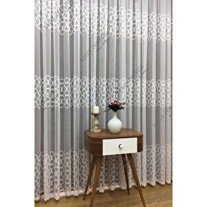 Tül Perde Yakamoz Desen Örme Tül Perde Salon, Yatak Odası, Mutfak Tülü, Pileli 230x180 cm