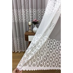Tül Perde Yakamoz Desen Örme Tül Perde Salon, Yatak Odası, Mutfak Tülü, Pileli 230x180 cm