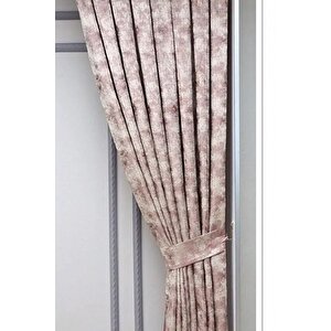 Fon Perde Royal Desen, Yeni Sezon, Pileli, Kırışmaz, Pudra, Özel Koleksiyon (tek Kanat) 90x255 cm
