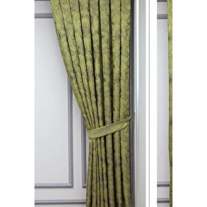 Fon Perde Royal Desen, Yeni Sezon, Pileli, Kırışmaz, Yeşil, Özel Koleksiyon (tek Kanat) 70x250 cm