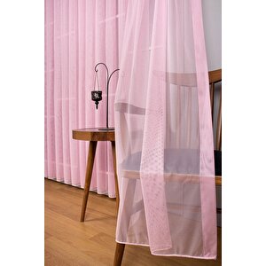 Tül Perde Pembe Pudra Kız Çoçuk Odası Bebek Mutfak Yatak Odası Düz Sade Tül Perde Sık Pileli 220x220 cm