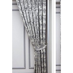 Fon Perde Royal Desen, Yeni Sezon, Pileli, Kırışmaz, Gri, Özel Koleksiyon (tek Kanat) 80x255 cm