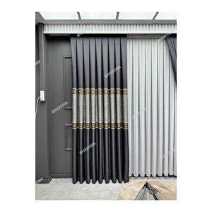 Pano Fon Perde, Elegans Seri, Gri Göbek Orta Desen,versace ,blackout,taç,karartma,brilant(tek Kanat) 90x265 cm