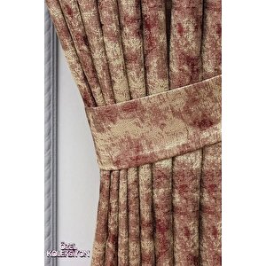 Fon Perde Royal Desen, Yeni Sezon, Pileli, Kırışmaz, Sarı Kırmızı, Özel Koleksiyon (tek Kanat) 80x240 cm