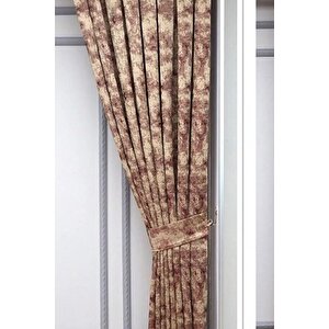 Fon Perde Royal Desen, Yeni Sezon, Pileli, Kırışmaz, Sarı Kırmızı, Özel Koleksiyon (tek Kanat) 80x240 cm