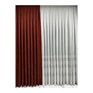 Ada Fonluk Kiremit Tek Kanat 1/3 Sık Pile - Her Odaya Uygun Lüks Fon Perde 150x280 cm