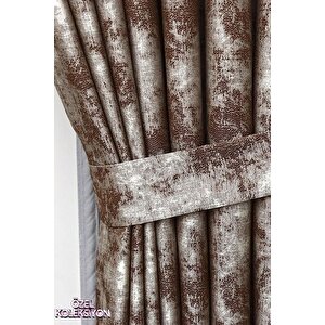 Fon Perde Royal Desen, Yeni Sezon, Pileli, Kırışmaz, Koyu Kahve, Özel Koleksiyon (tek Kanat) 70x290 cm