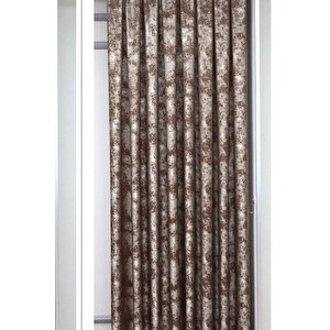 Fon Perde Royal Desen, Yeni Sezon, Pileli, Kırışmaz, Koyu Kahve, Özel Koleksiyon (tek Kanat) 70x290 cm