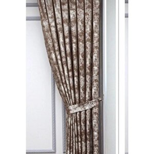 Fon Perde Royal Desen, Yeni Sezon, Pileli, Kırışmaz, Koyu Kahve, Özel Koleksiyon (tek Kanat) 70x290 cm
