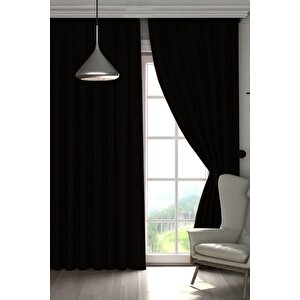 Lüks Kalın Siyah Blackout Karartma Güneşlik Perde (en X Boy Pi̇lesi̇z Tek Kanat) 150x210 cm