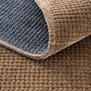 Cool Halı Solid 01 Brown Kahve Yumuşak Dokulu Makinede Yıkanabilir Kaymaz Tabanlı İnce Halı