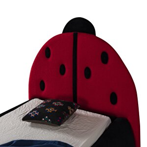 Most Uğur Böceği Tek Kişilik Karyola Teddy Kumaş 90x190 Yatak İçindir (evinize Teslim) Kırmızı Siyah Kırmızı