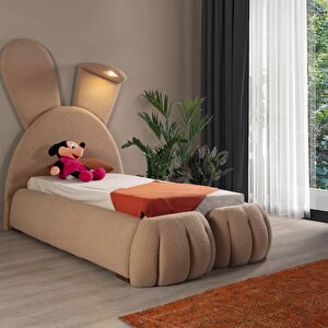 Most Bunny Tek Kişilik Karyola Teddy Kumaş 120x200 Yatak İçindir (evinize Teslim) Antik Bej