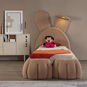 Most Bunny Tek Kişilik Karyola Teddy Kumaş 90x190 Yatak İçindir (evinize Teslim) Antik Bej