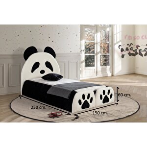 Most Panda Tek Kişilik Karyola Teddy Kumaş 120x200 Yatak İçindir (evinize Teslim) Açık Siyah Beyaz