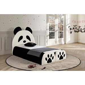 Most Panda Tek Kişilik Karyola Teddy Kumaş 90x190 Yatak İçindir (evinize Teslim) Beyaz Siyah Beyaz