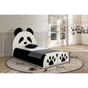 Most Panda Tek Kişilik Karyola Teddy Kumaş 90x190 Yatak İçindir (evinize Teslim) Beyaz Siyah Beyaz