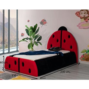 Most Uğur Böceği Tek Kişilik Karyola Teddy Kumaş 120x200 Yatak İçindir (evinize Teslim)
