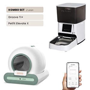 Groove Ti+ Wi-fi Akıllı Otomatik Kedi Tuvaleti Yeşil + Petfit Elevate X 4l Wi-fi Akıllı Otomatik Mama Kabı Besleme Ünitesi Bundle