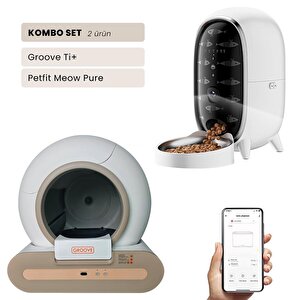Groove Ti+ Wi-fi Akıllı Otomatik Kedi Tuvaleti Kahverengi + Petfit Meow Pure 3l Wi-fi Kameralı Akıllı Otomatik Mama Kabı Besleme Ü