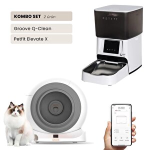 Groove Q-clean Wi-fi Akıllı Otomatik Kedi Tuvaleti Gri + Petfit Elevate X 4l Wi-fi Akıllı Otomatik Mama Kabı Besleme Ünitesi Bundl