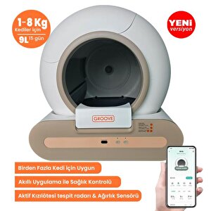 Groove Ti+wi-fi Akıllı Otomatik Kedi Tuvaleti Kahverengi + Petfit Autodine X Plus 5l Wi-fi Kameralı Akıllı Otomatik Mama Kabı Besl