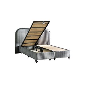 Line Visco Lüks Baza Ve Başlık Seti 140x190 Cm Çift Kişilik Baza Ve Başlık Takımı Koyu Gri Babyface Gri