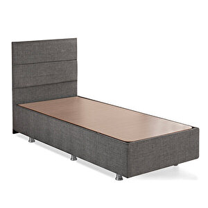 Silver Baza Ve Başlık Seti 90x190 Cm Tek Kişilik Kaydırmaz Kumaşlı Gri Keten Baza Ve Başlığı