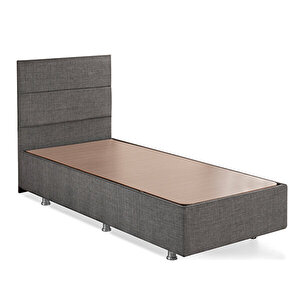 Silver Baza Ve Başlık Seti 120x200 Cm Tek Kişilik Kaydırmaz Kumaşlı Gri Keten Baza Ve Başlığı