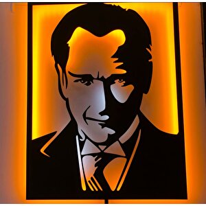 Mustafa Kemal Atatürk Led Işıklı Ahşap Mdf Tablo