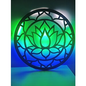 Lotus Çi̇çeği̇ Led Işıklı Duvar Dekoru Ahşap Mdf Tablo