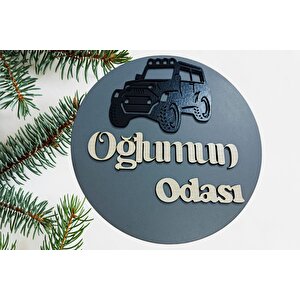 Oğlumun Odasi Jeep Dekor Ahşap Mdf Duvar Dekorasyonu Kapı Süsü