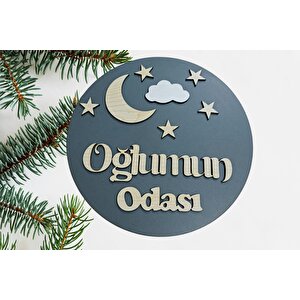 Oğlumun Odasi Ay Bulut Dekor Ahşap Mdf Duvar Dekorasyonu Kapı Süsü