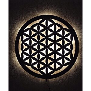 Yaşam Çi̇çeği̇ Beyaz Led Işıklı Duvar Dekor